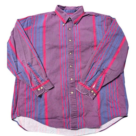 Saddlebred Other - VTG Saddlebred Shirt Mens L Red Green Striped Brush Cowboy Western 90s